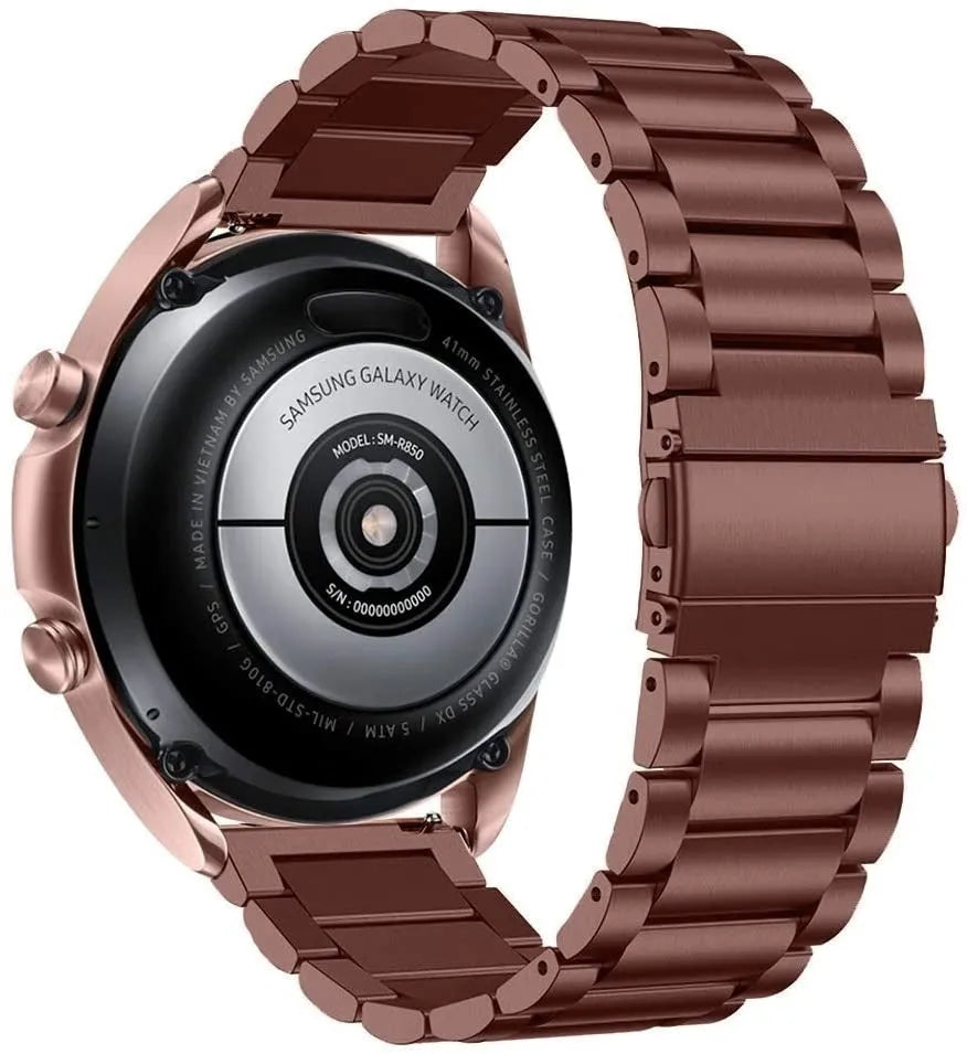 Steel Strap, bronze, on a watch, 3/4 rear view