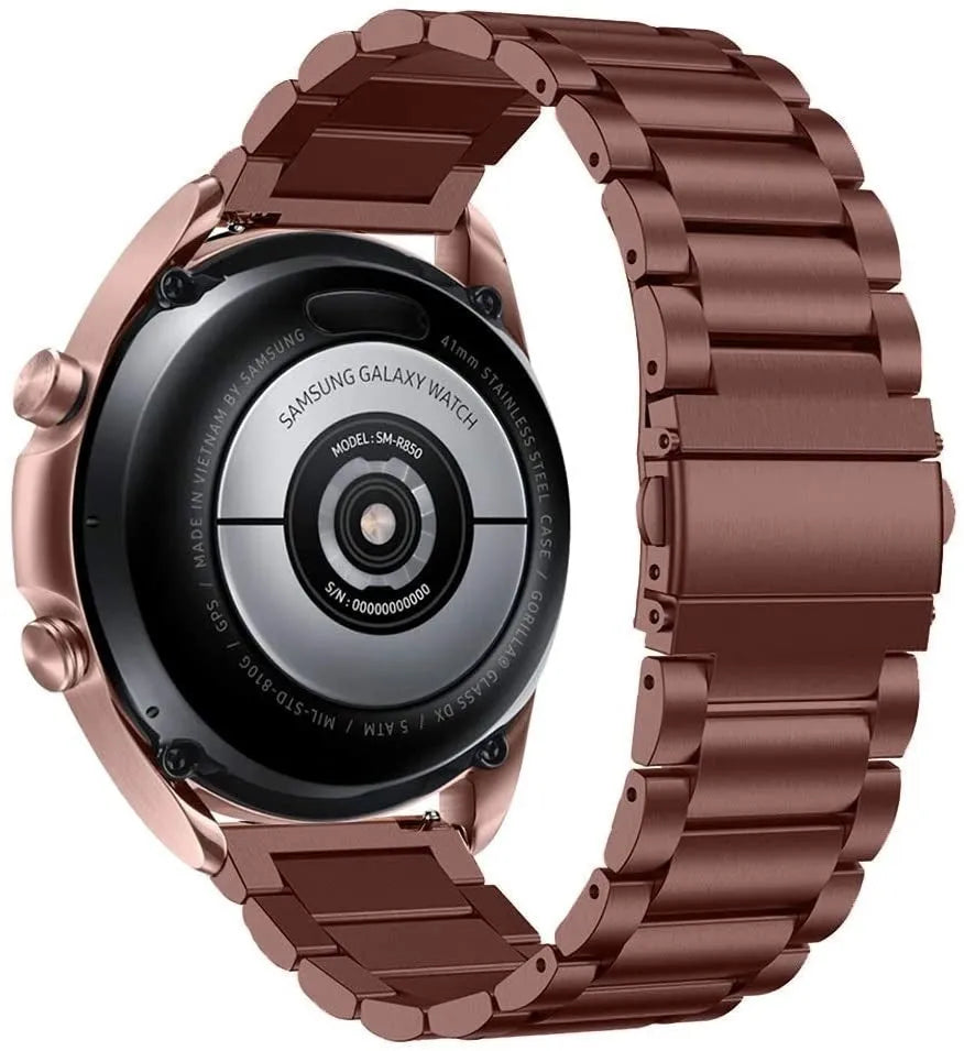 Steel Strap, bronze, on a watch, 3/4 rear view