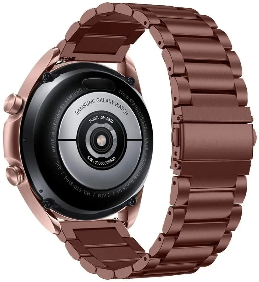 Steel Strap, bronze, on a watch, 3/4 rear view