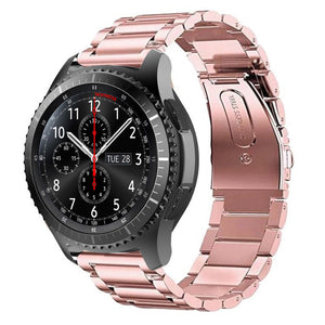 Steel Strap, pink, on a watch, 3/4 rear view