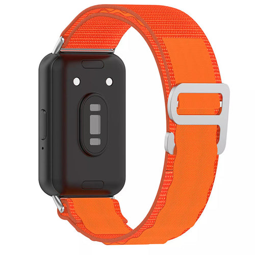 Alpine Nylon Strap, orange, on a watch, 3/4 rear view
