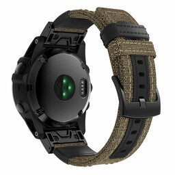 Nylon Hybrid Strap, beige, on a watch, 3/4 rear view