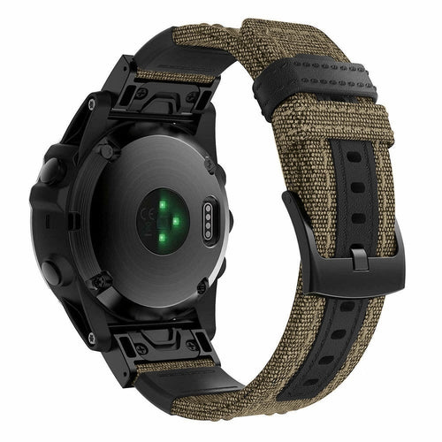 Nylon Hybrid Strap, beige, on a watch, 3/4 rear view