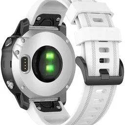 Silicone Strap, white, on a watch, 3/4 rear view