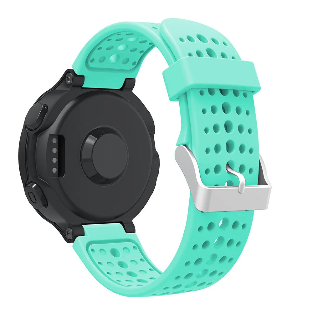 Silicone Strap, aqua, on a watch, 3/4 rear view