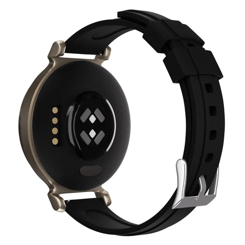 Silicone Strap, black, on a watch, 3/4 rear view