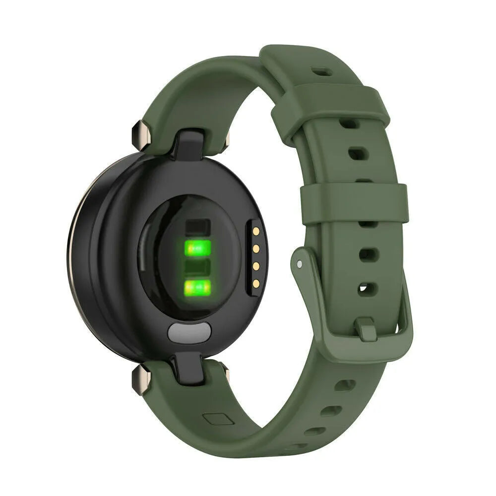 Silicone Strap, dark green, on a watch, 3/4 rear view