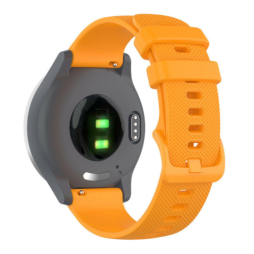 Silicone Sport Strap, orange, on a watch, 3/4 rear view