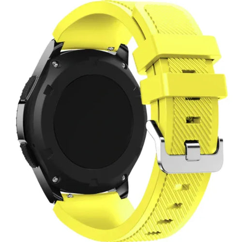 Twill Silicone Strap, yellow, on a watch, 3/4 rear view