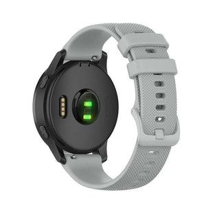 Silicone Sport Strap, grey, on a watch, 3/4 rear view