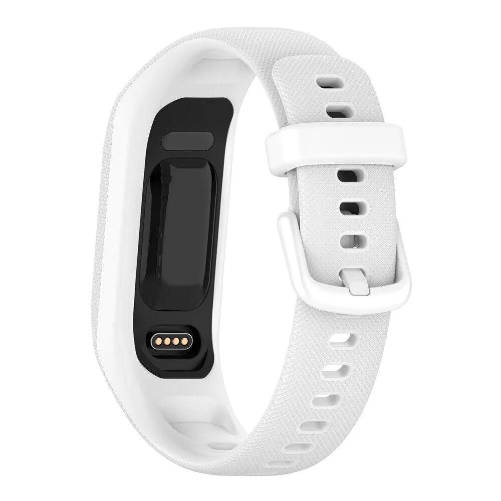 Silicone Strap, white, on a watch, 3/4 rear view
