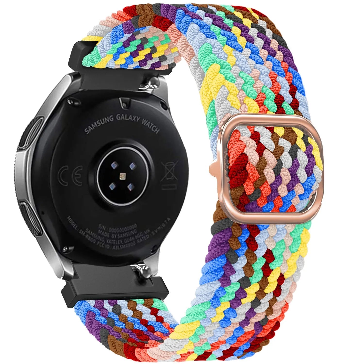 Nylon Adjustable Braided Strap, on a watch, 3/4 rear view