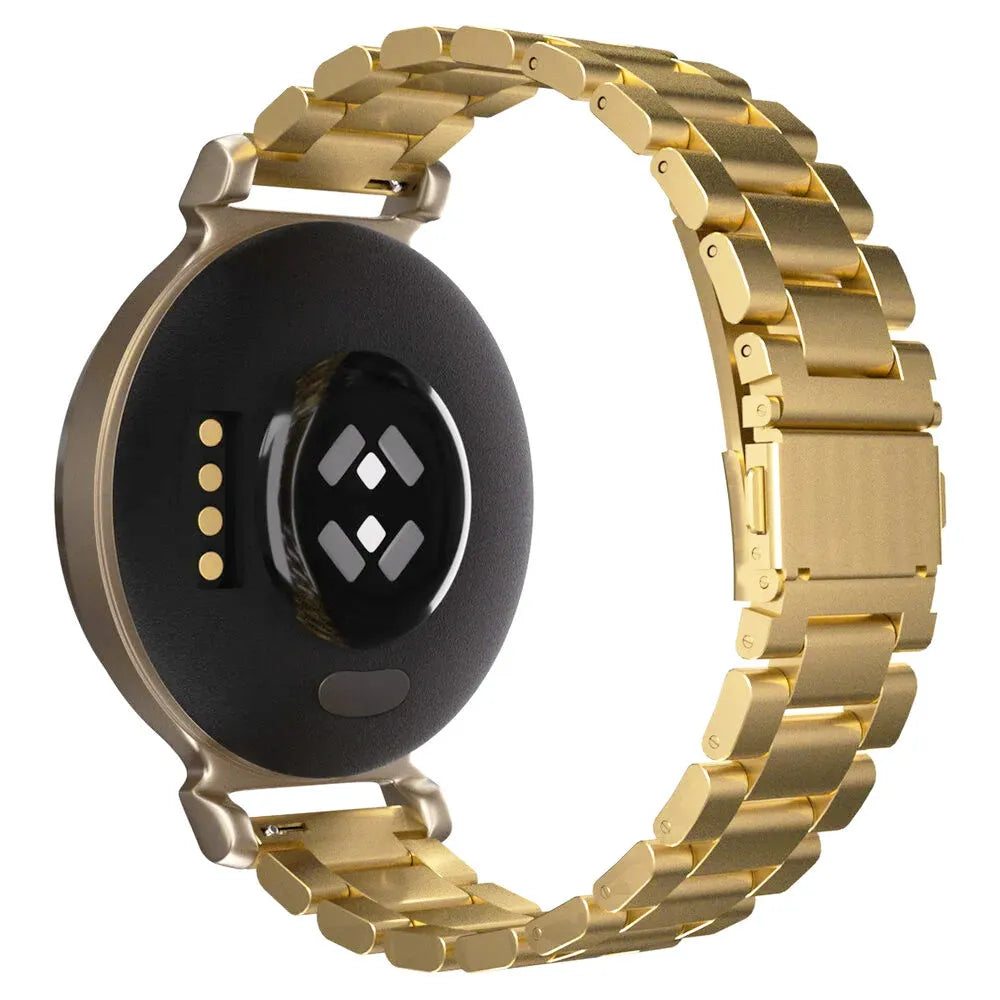Steel Strap, gold, on a watch, 3/4 rear view