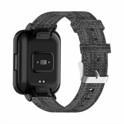 Nylon Canvas Strap, grey, on a watch, 3/4 rear view