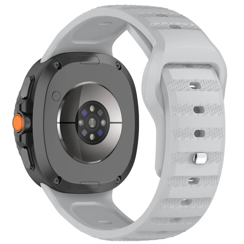 Outdoor Silicone Strap, grey, on a watch, 3/4 rear view
