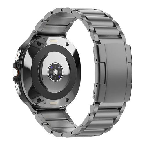 Titanium Strap, graphite, on a watch, 3/4 rear view