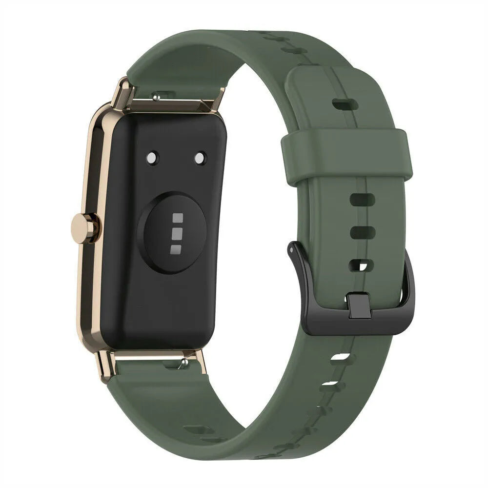 Silicone Strap, green, on a watch, 3/4 rear view
