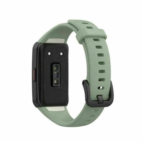 Silicone Strap, light green, on a watch, 3/4 rear view