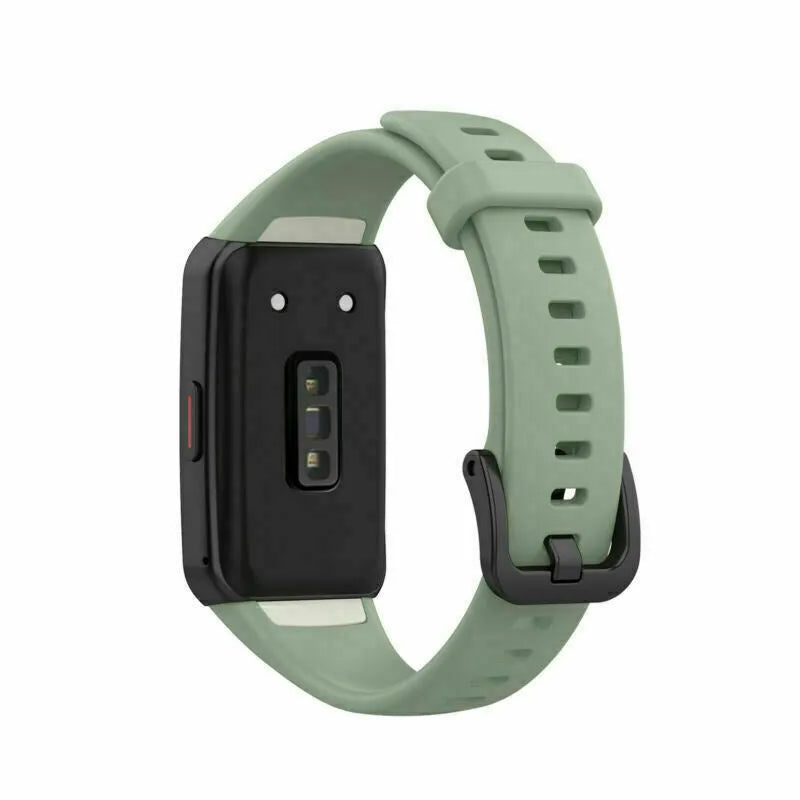 Silicone Strap, light green, on a watch, 3/4 rear view