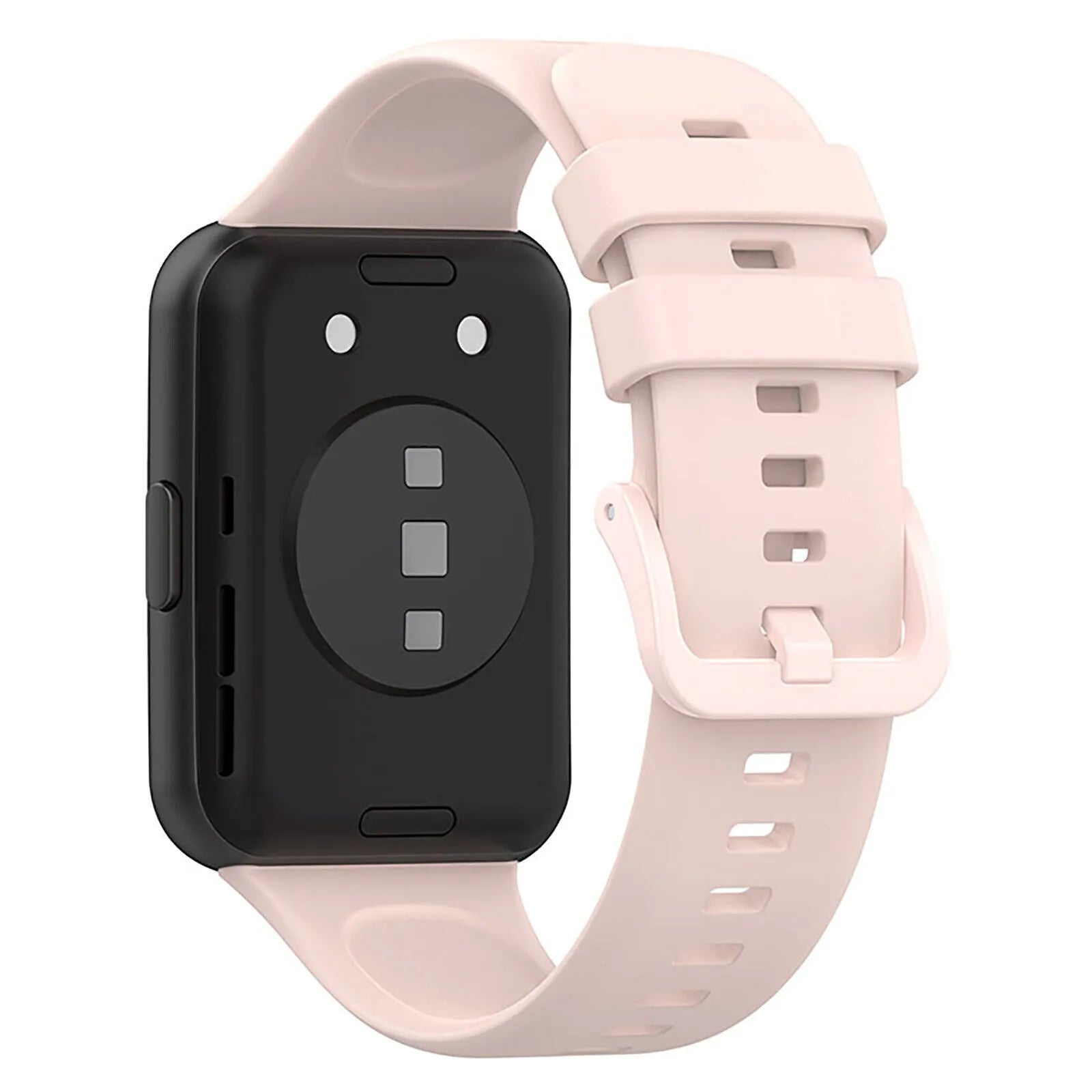Silicone Strap, light pink, on a watch, 3/4 rear view