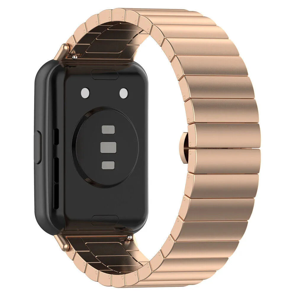 Metal Strap, rose gold, on a watch, 3/4 rear view