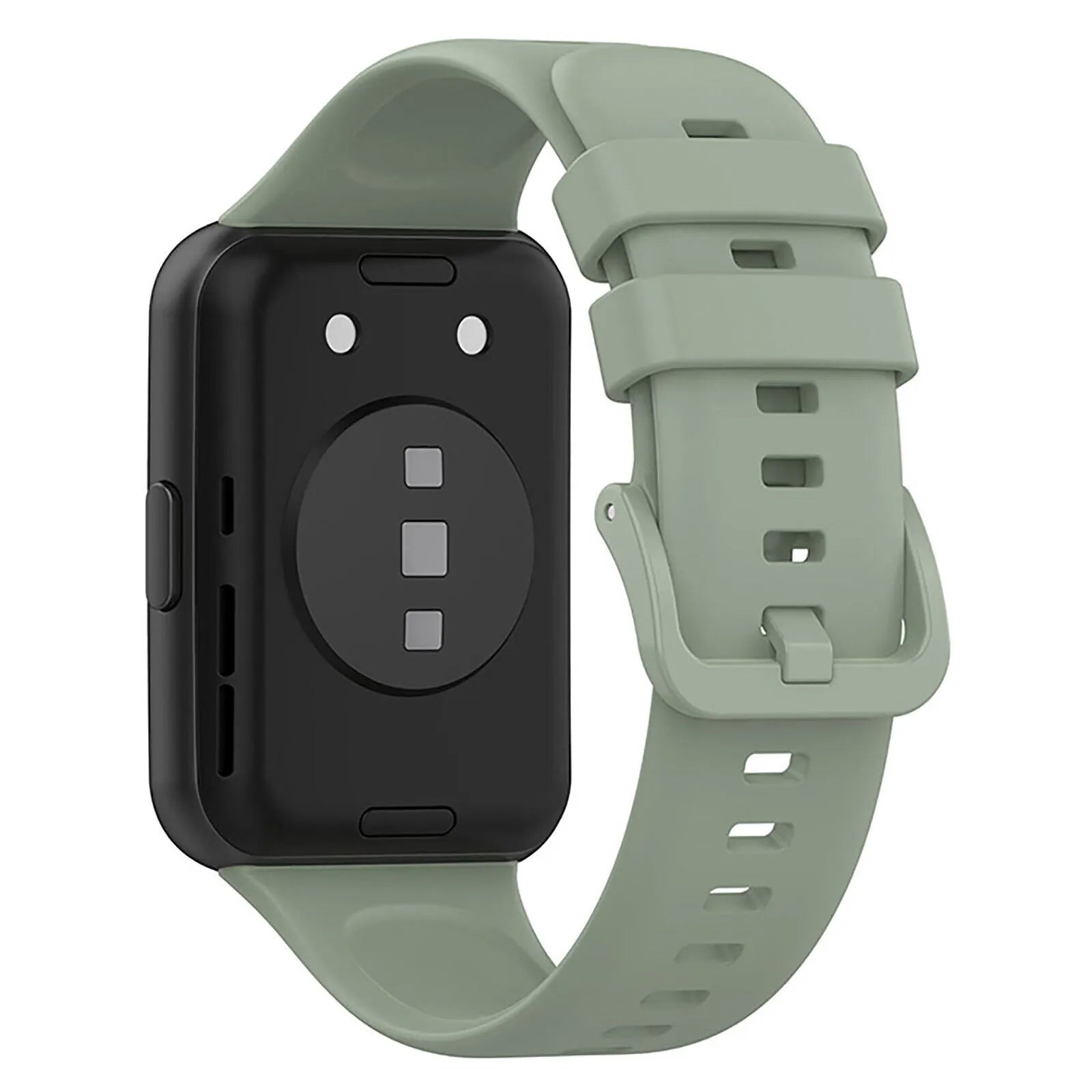 Silicone Strap, green, on a watch, 3/4 rear view