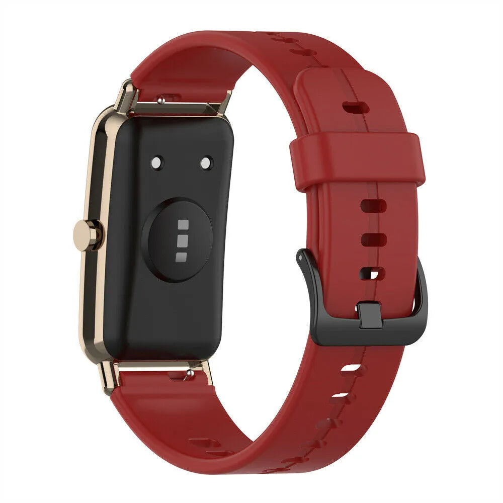 Silicone Strap, red, on a watch, 3/4 rear view