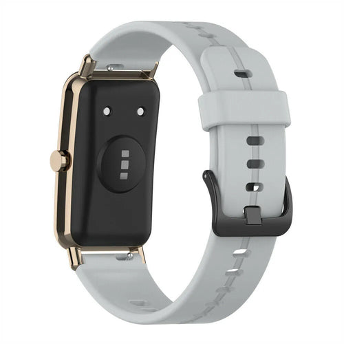 Silicone Strap, grey, on a watch, 3/4 rear view