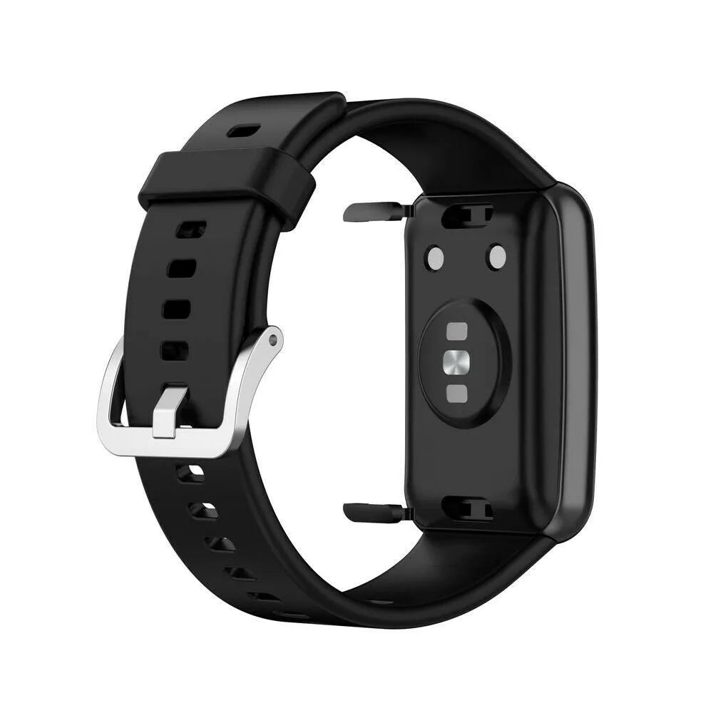 Silicone Strap, black, on a watch, 3/4 rear view