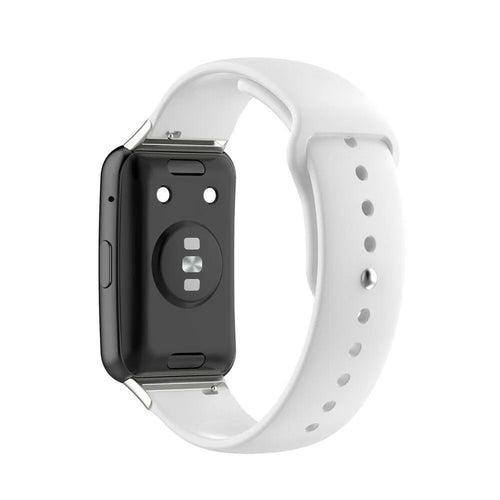 Silicone Sport Strap, white, on a watch, 3/4 rear view