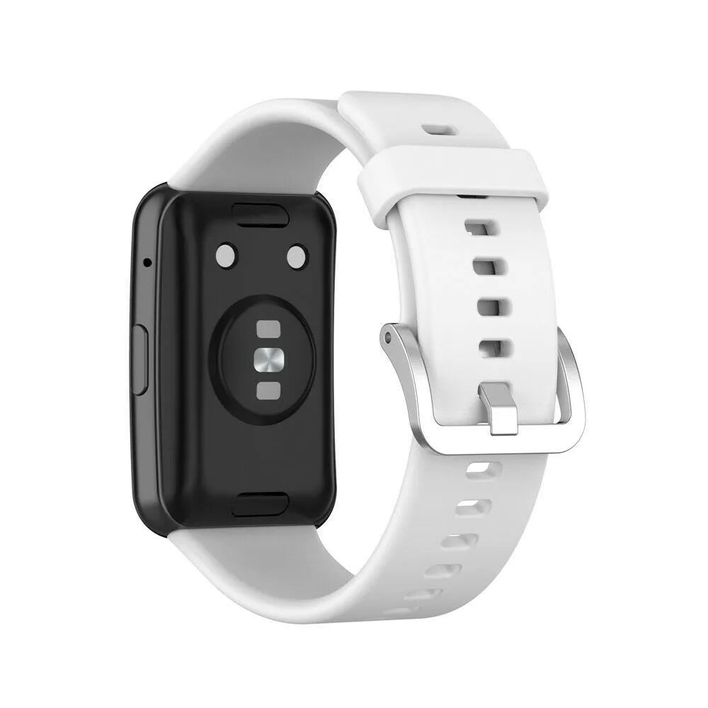 Silicone Strap, white, on a watch, 3/4 rear view