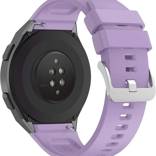 Silicone Strap, light purple, on a watch, 3/4 rear view