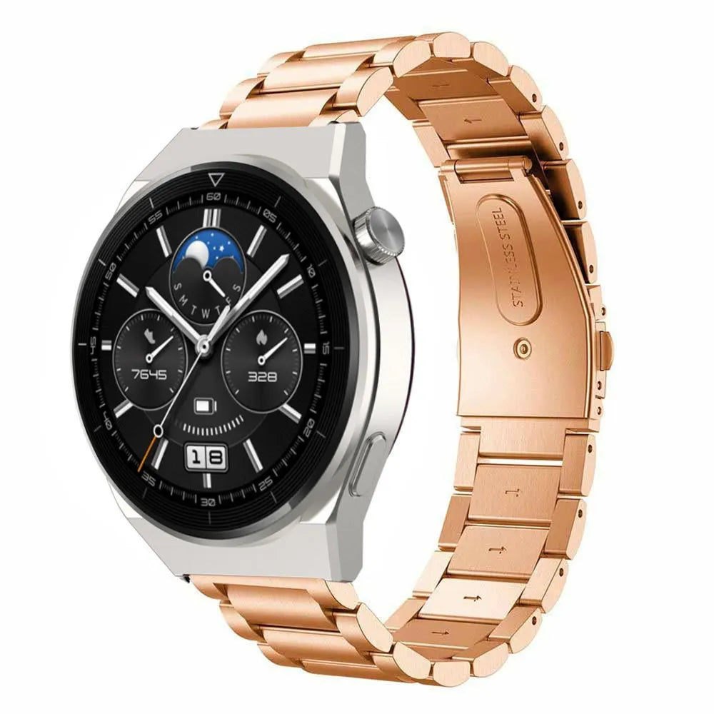 Steel Strap, rose gold, on a watch, 3/4 rear view