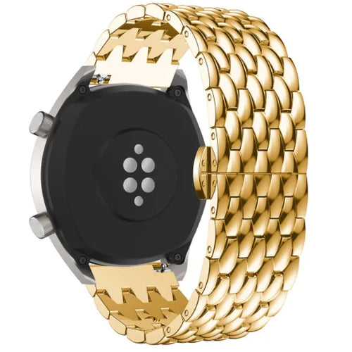Steel Dragon Strap, gold, on a watch, 3/4 rear view