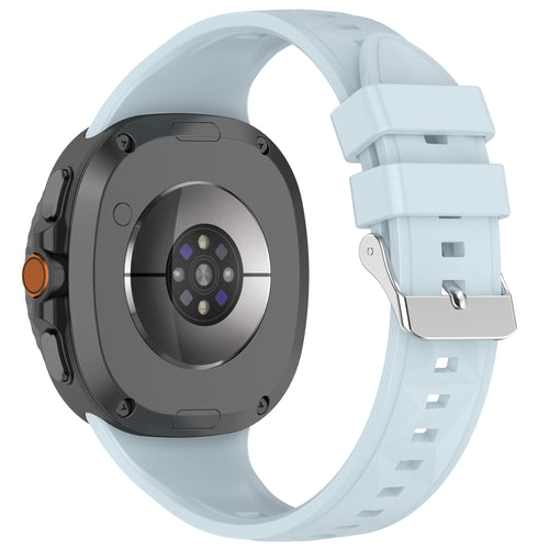 Diamond Silicone Strap, light blue, on a watch, 3/4 rear view