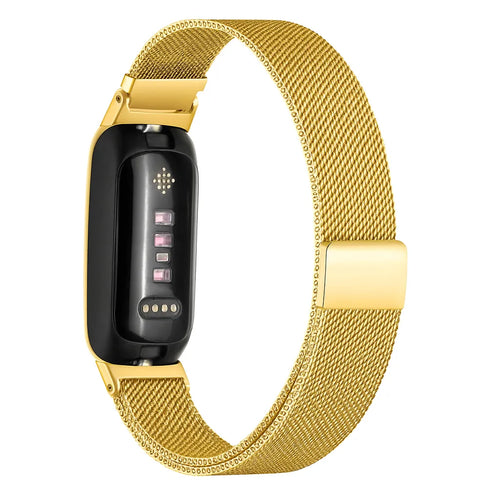 Milanese Strap, gold, on a watch, 3/4 rear view