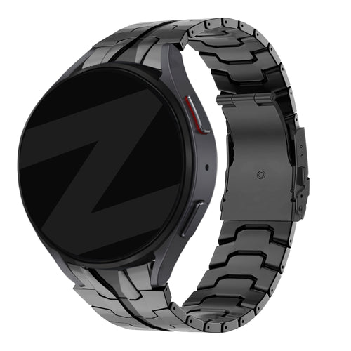Steel Strap 'Iron', black, on a watch, 3/4 rear view