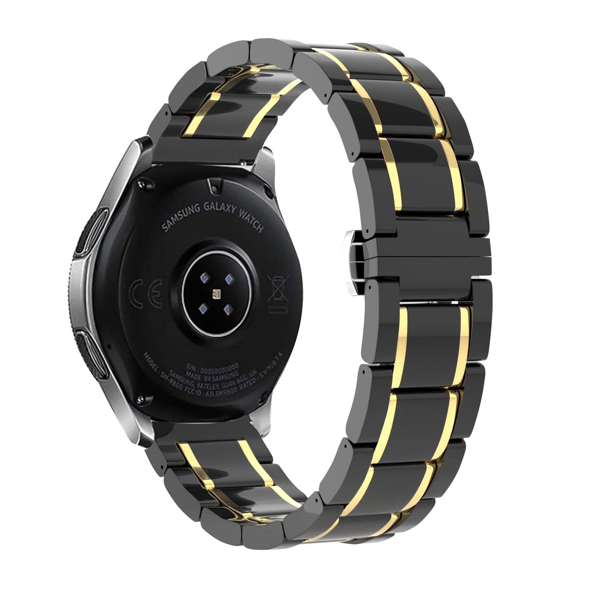 Correa ceramica con establones Samsung Galaxy Watch 4 Classic 46mm (negro/dorado)