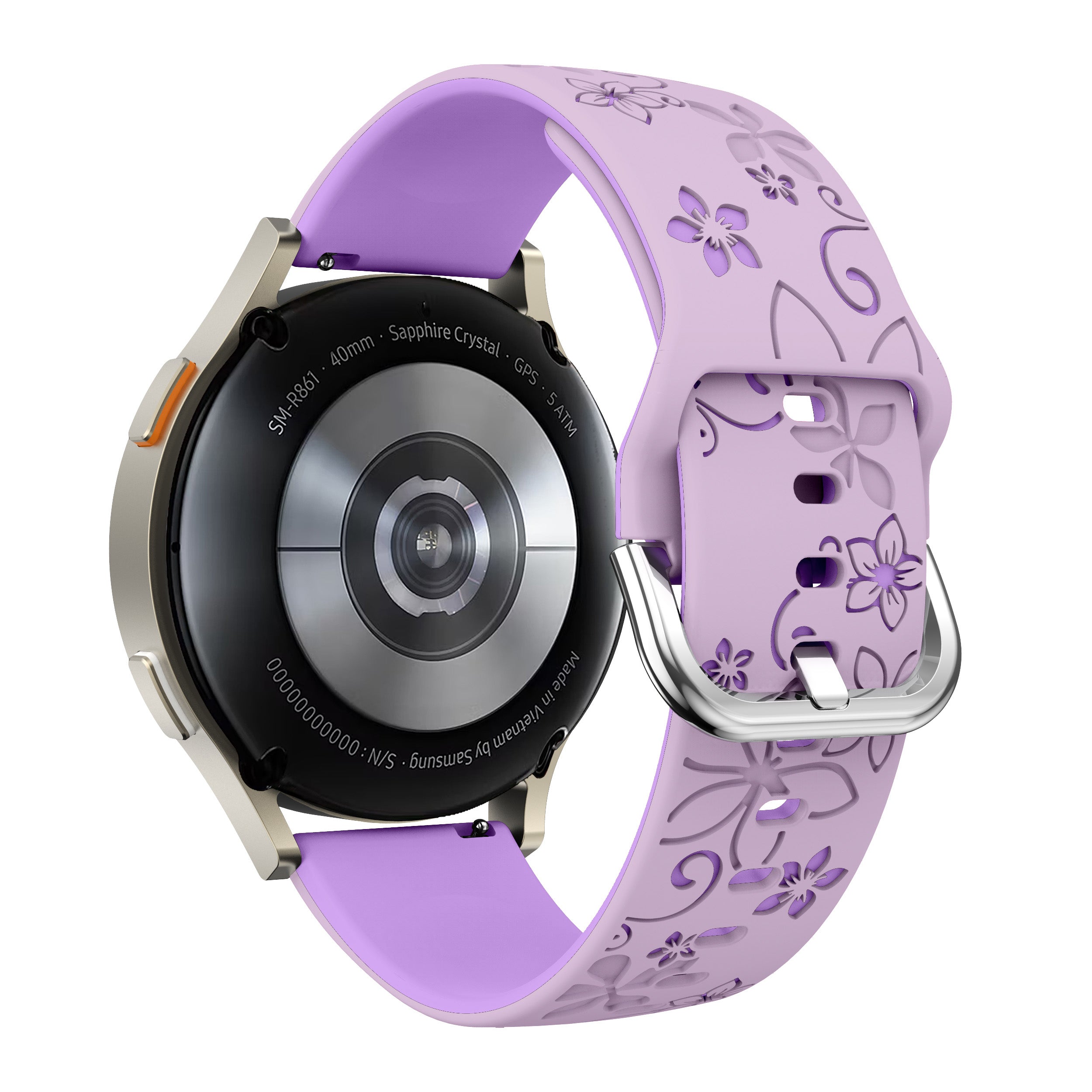 Correa silicona con flores Huawei Watch 5 - 42mm (lavanda/púrpura)