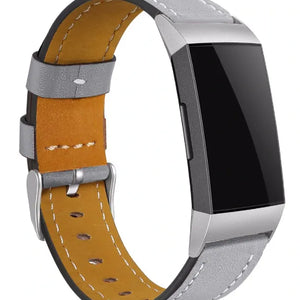 Modern Leather Strap, grey, on a watch, 3/4 rear view
