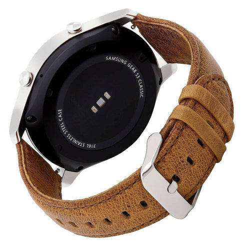 Leather Strap, brown, on a watch, 3/4 rear view