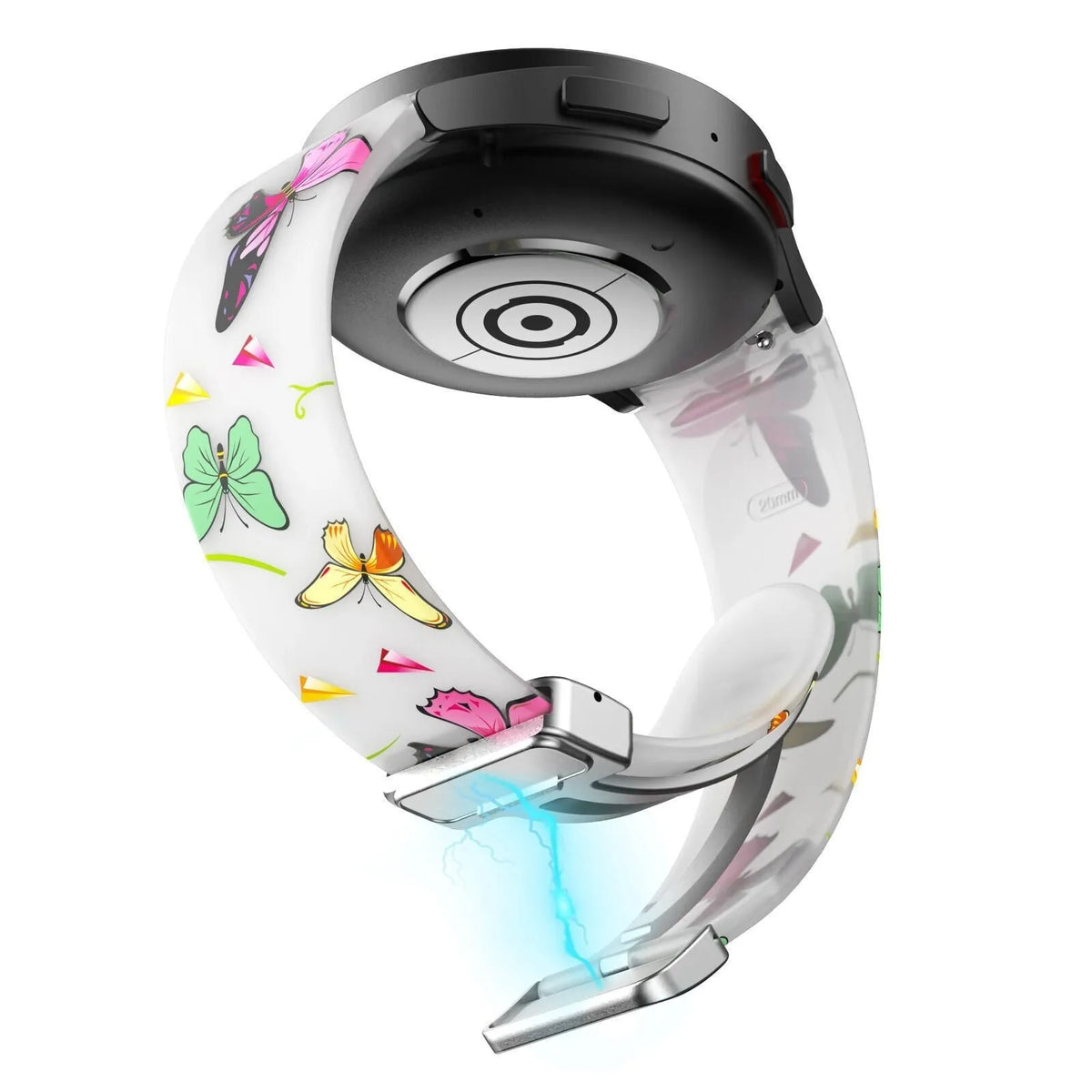 Silicone Magnetic Patterned Strap, on a watch, 3/4 rear view