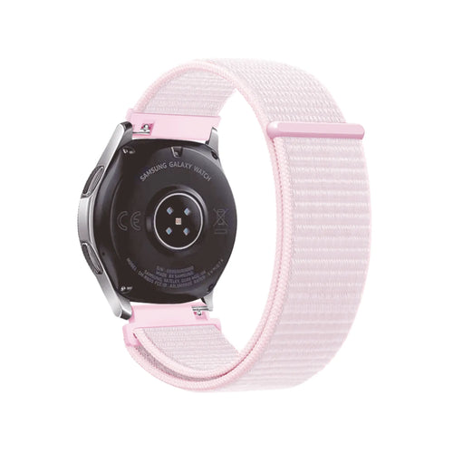 Nylon Strap, light pink, on a watch, 3/4 rear view