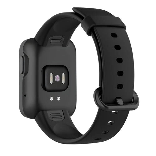 Silicone Strap, black, on a watch, 3/4 rear view
