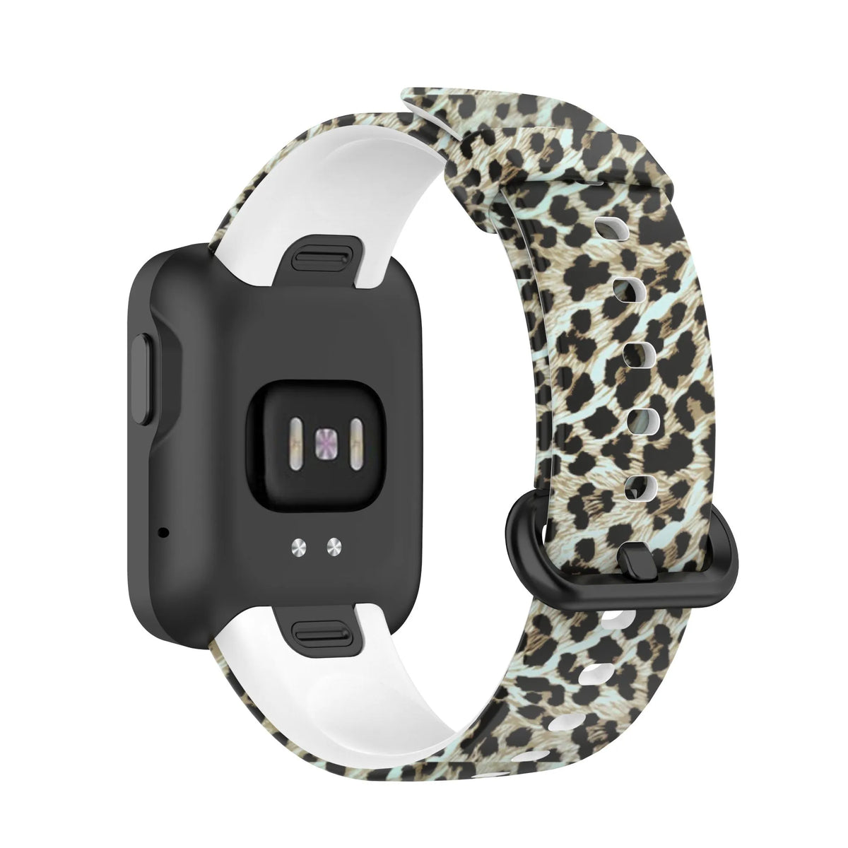 Silicone Patterned Strap, on a watch, 3/4 rear view
