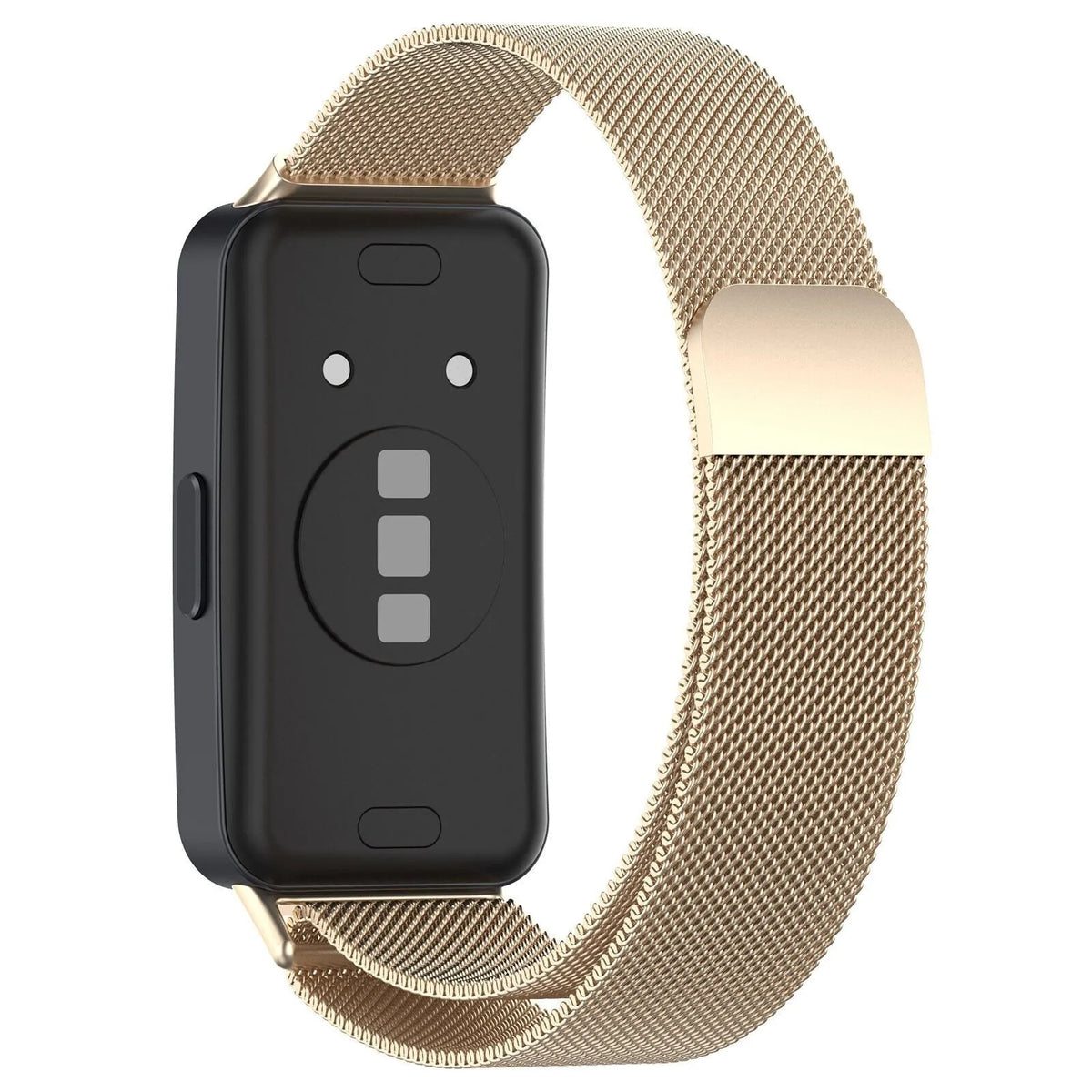 Milanese Strap, champagne, on a watch, 3/4 rear view