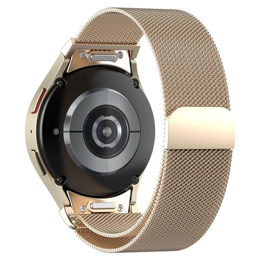 Milanese Strap 'One Push', champagne, on a watch, 3/4 rear view