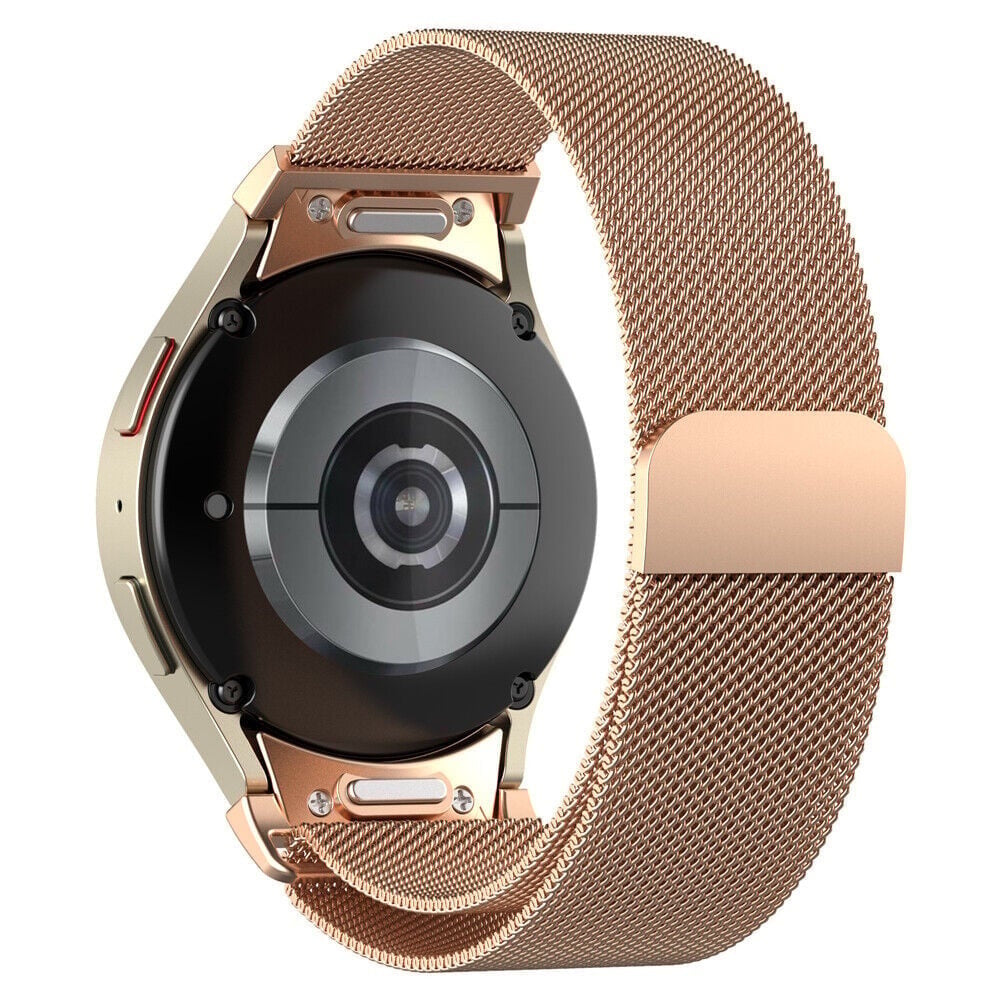Milanese Strap 'One Push', rose gold, on a watch, 3/4 rear view