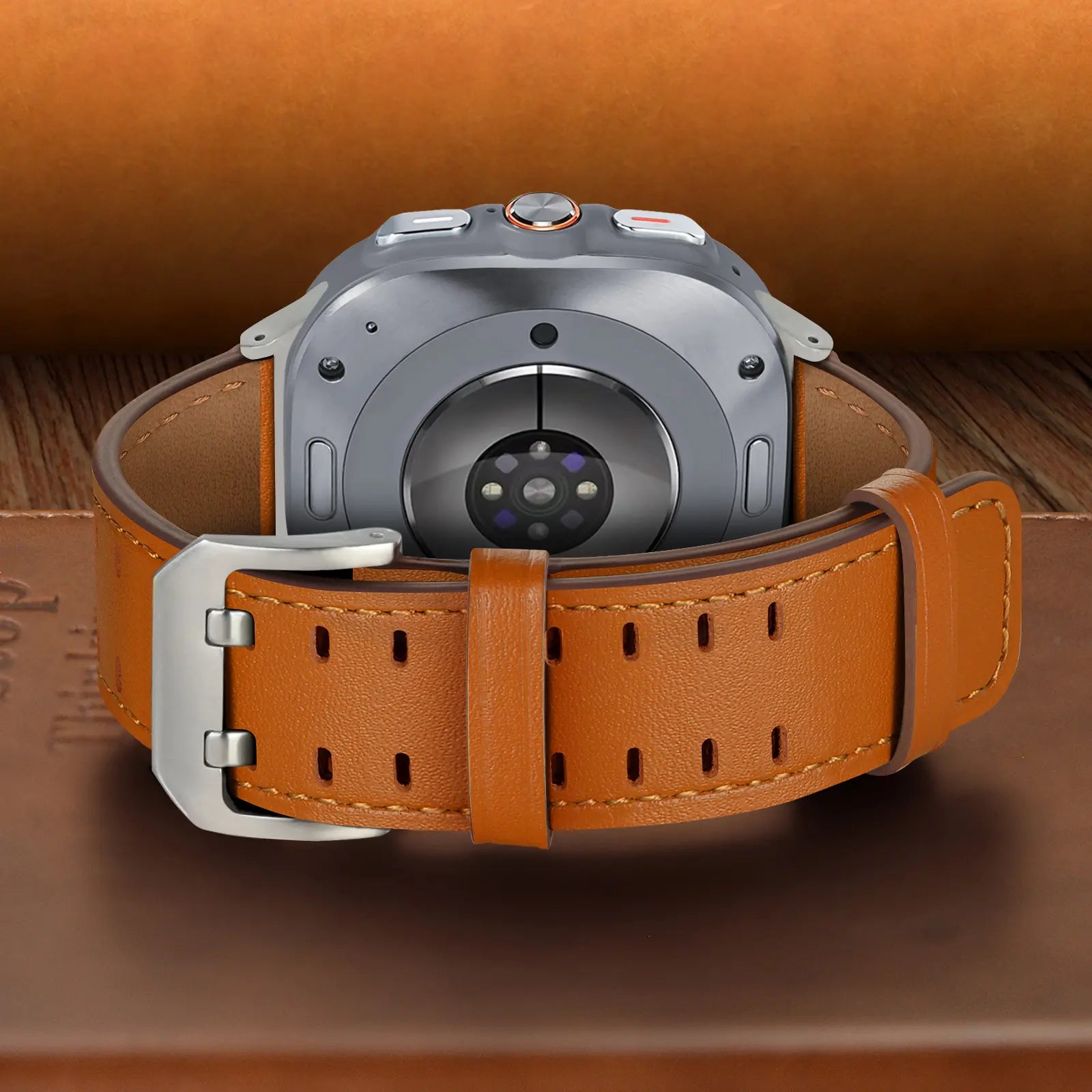 Samsung Galaxy Watch Ultra 2 Double Pin Leather Strap (Orange)