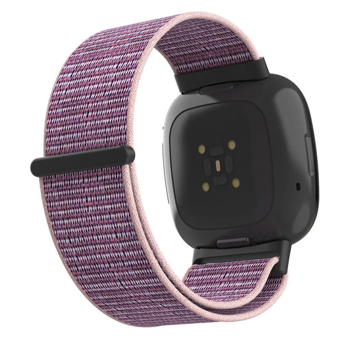 Nylon Strap, pink, on a watch, 3/4 rear view